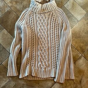 Banana Republic Cable Knit Turtleneck Sweater - Cream